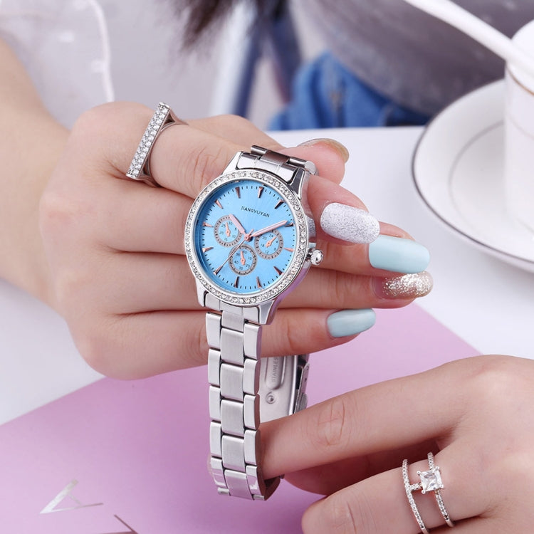 1418 JIAYUYAN Water Resistant Fashion Women Quartz Wrist Watch with Alloy Band  Three Decoration Dials