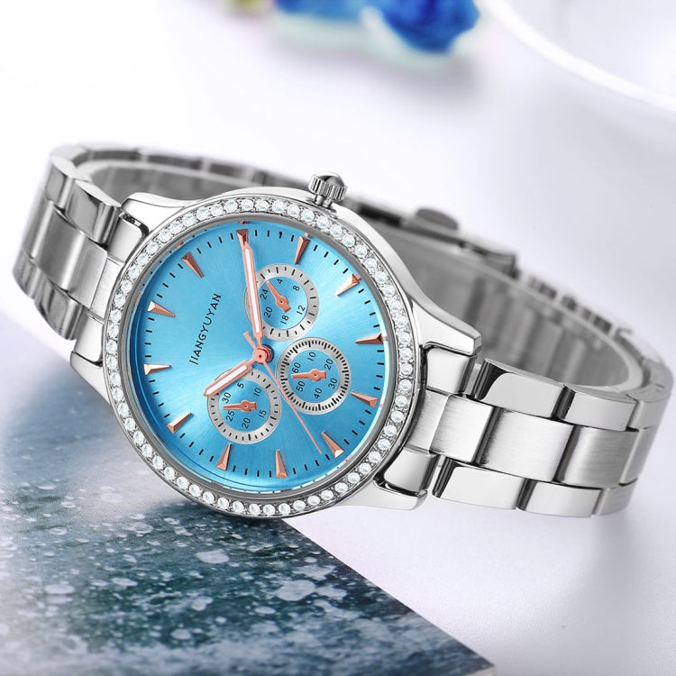 1418 JIAYUYAN Water Resistant Fashion Women Quartz Wrist Watch with Alloy Band  Three Decoration Dials