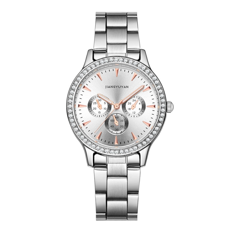 1418 JIAYUYAN Water Resistant Fashion Women Quartz Wrist Watch with Alloy Band  Three Decoration Dials