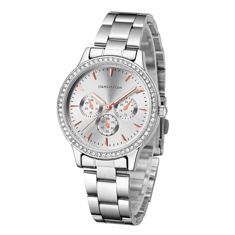 1418 JIAYUYAN Water Resistant Fashion Women Quartz Wrist Watch with Alloy Band  Three Decoration Dials