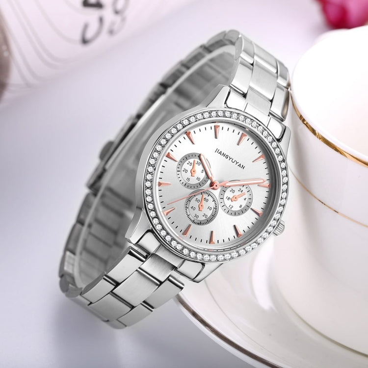 1418 JIAYUYAN Water Resistant Fashion Women Quartz Wrist Watch with Alloy Band  Three Decoration Dials
