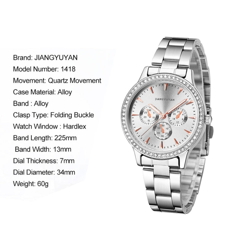 1418 JIAYUYAN Water Resistant Fashion Women Quartz Wrist Watch with Alloy Band  Three Decoration Dials