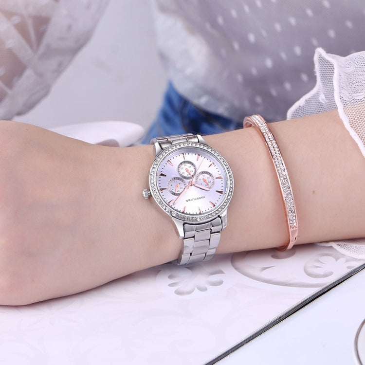 1418 JIAYUYAN Water Resistant Fashion Women Quartz Wrist Watch with Alloy Band  Three Decoration Dials