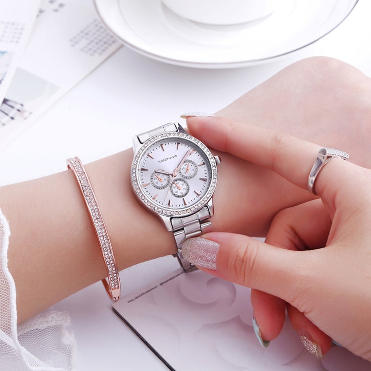 1418 JIAYUYAN Water Resistant Fashion Women Quartz Wrist Watch with Alloy Band  Three Decoration Dials