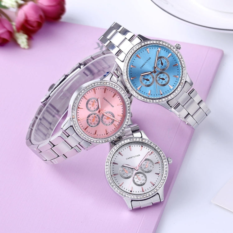 1418 JIAYUYAN Water Resistant Fashion Women Quartz Wrist Watch with Alloy Band  Three Decoration Dials