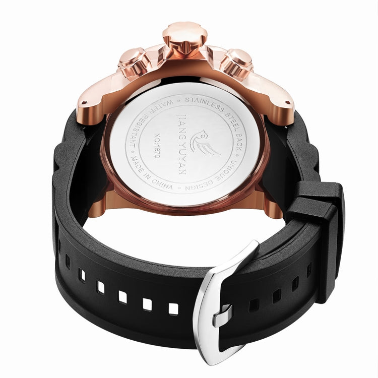 1670 Shock Resistant Fashionable Quartz Business Sport Wrist Watch with Rubber Band & Alloy Case for Men