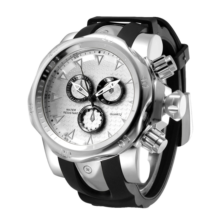 1670 Shock Resistant Fashionable Quartz Business Sport Wrist Watch with Rubber Band & Alloy Case for Men