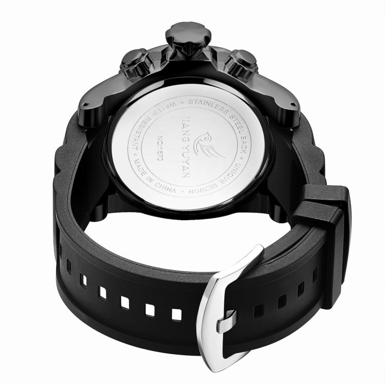 1670 Shock Resistant Fashionable Quartz Business Sport Wrist Watch with Rubber Band & Alloy Case for Men