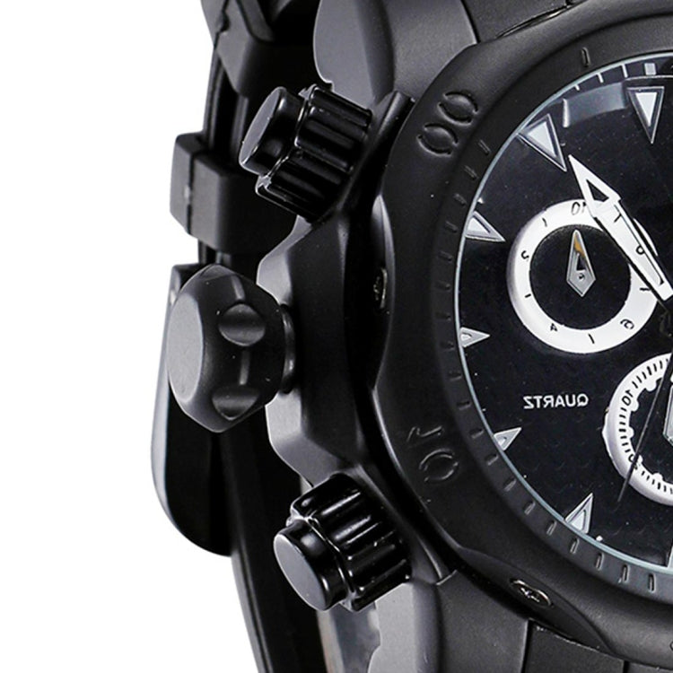1670 Shock Resistant Fashionable Quartz Business Sport Wrist Watch with Rubber Band & Alloy Case for Men