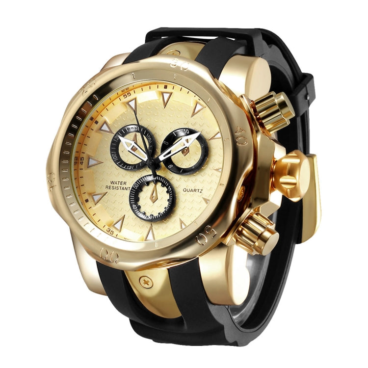 1670 Shock Resistant Fashionable Quartz Business Sport Wrist Watch with Rubber Band & Alloy Case for Men