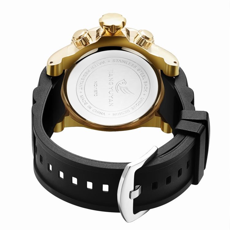 1670 Shock Resistant Fashionable Quartz Business Sport Wrist Watch with Rubber Band & Alloy Case for Men