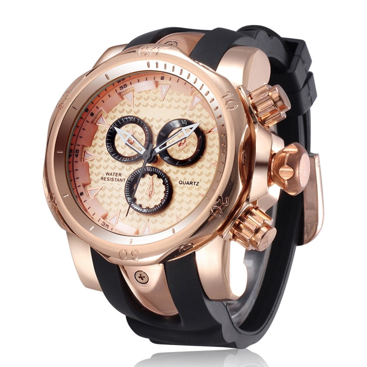 1670 Shock Resistant Fashionable Quartz Business Sport Wrist Watch with Rubber Band & Alloy Case for Men