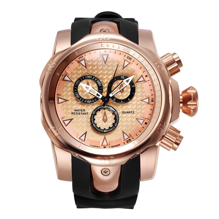 1670 Shock Resistant Fashionable Quartz Business Sport Wrist Watch with Rubber Band & Alloy Case for Men