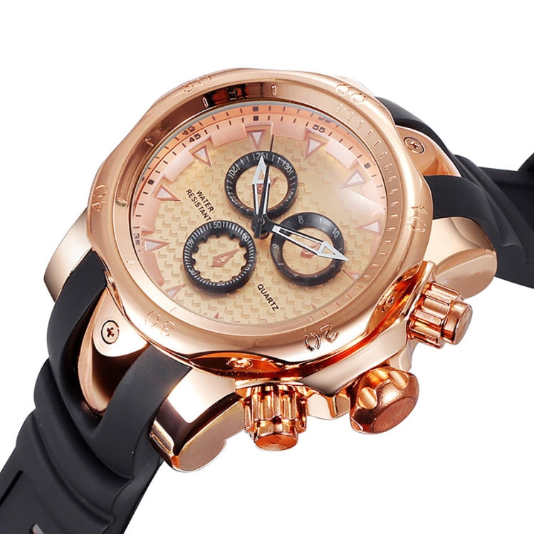 1670 Shock Resistant Fashionable Quartz Business Sport Wrist Watch with Rubber Band & Alloy Case for Men
