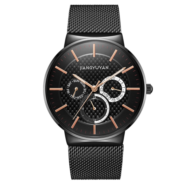 JIAYUYAN Fashion Original Quartz Wrist Watch with Multi-function Small Dail Stainless Steel Strap/Band and Alloy case  Watch For Man 1637