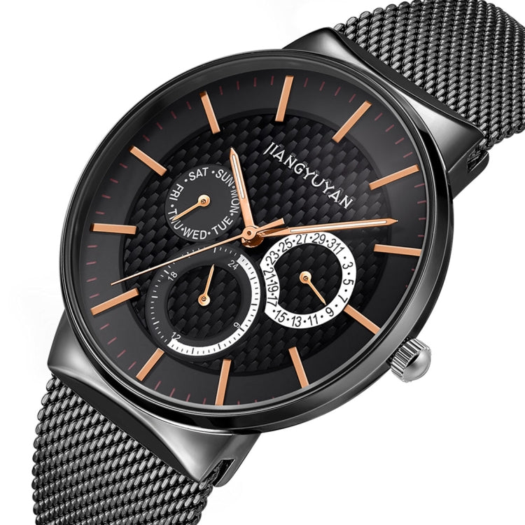 JIAYUYAN Fashion Original Quartz Wrist Watch with Multi-function Small Dail Stainless Steel Strap/Band and Alloy case  Watch For Man 1637