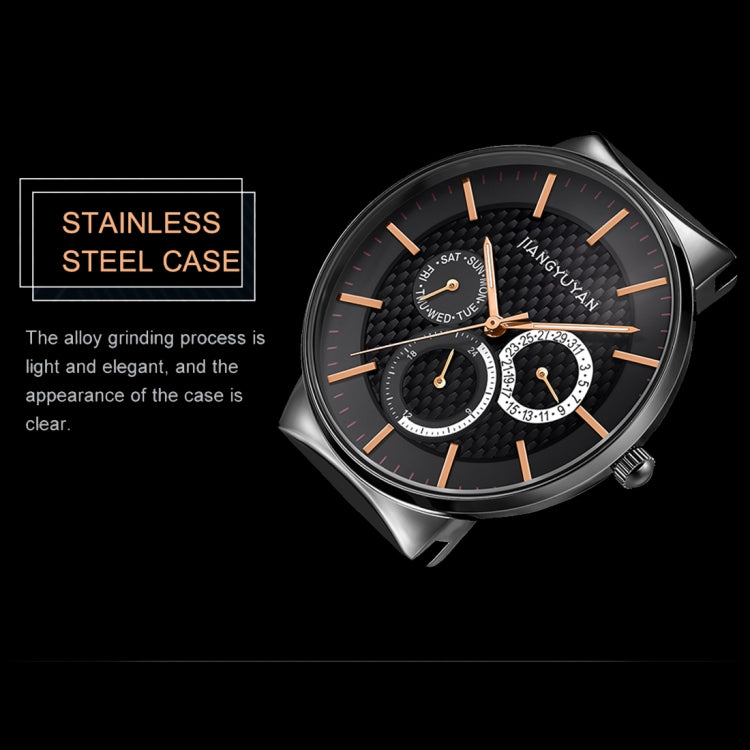 JIAYUYAN Fashion Original Quartz Wrist Watch with Multi-function Small Dail Stainless Steel Strap/Band and Alloy case  Watch For Man 1637
