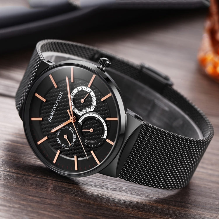 JIAYUYAN Fashion Original Quartz Wrist Watch with Multi-function Small Dail Stainless Steel Strap/Band and Alloy case  Watch For Man 1637