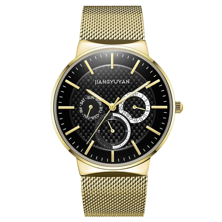 JIAYUYAN Fashion Original Quartz Wrist Watch with Multi-function Small Dail Stainless Steel Strap/Band and Alloy case  Watch For Man 1637