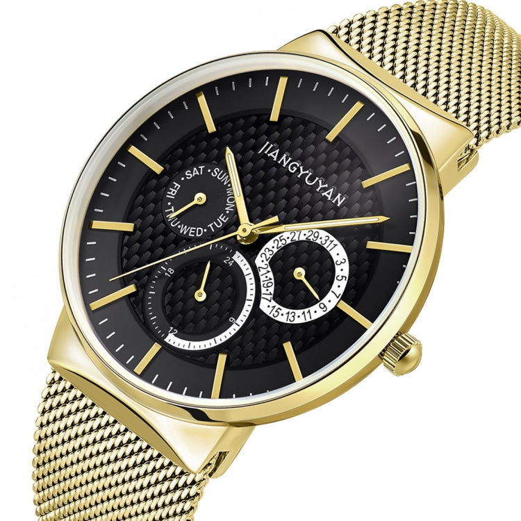 JIAYUYAN Fashion Original Quartz Wrist Watch with Multi-function Small Dail Stainless Steel Strap/Band and Alloy case  Watch For Man 1637
