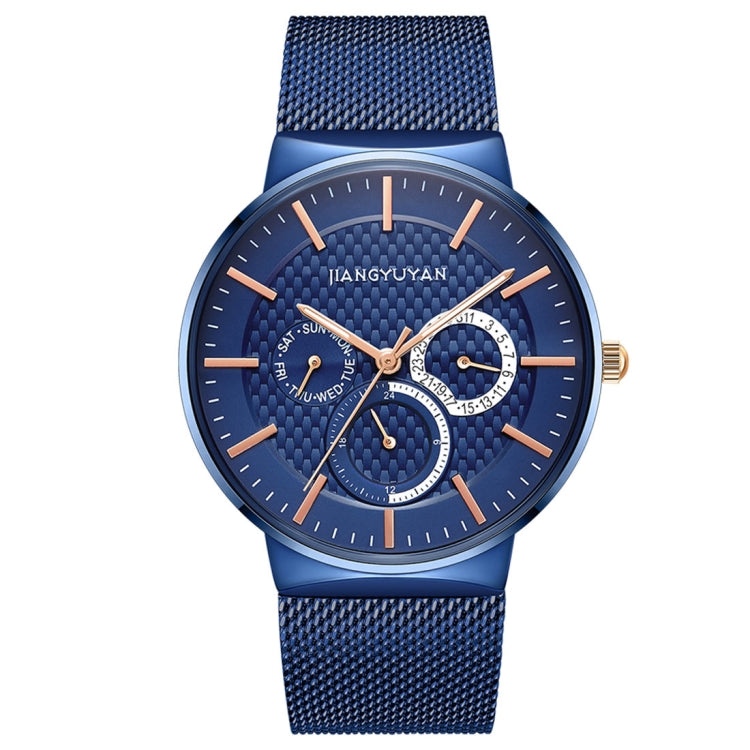 JIAYUYAN Fashion Original Quartz Wrist Watch with Multi-function Small Dail Stainless Steel Strap/Band and Alloy case  Watch For Man 1637