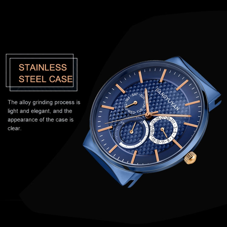 JIAYUYAN Fashion Original Quartz Wrist Watch with Multi-function Small Dail Stainless Steel Strap/Band and Alloy case  Watch For Man 1637