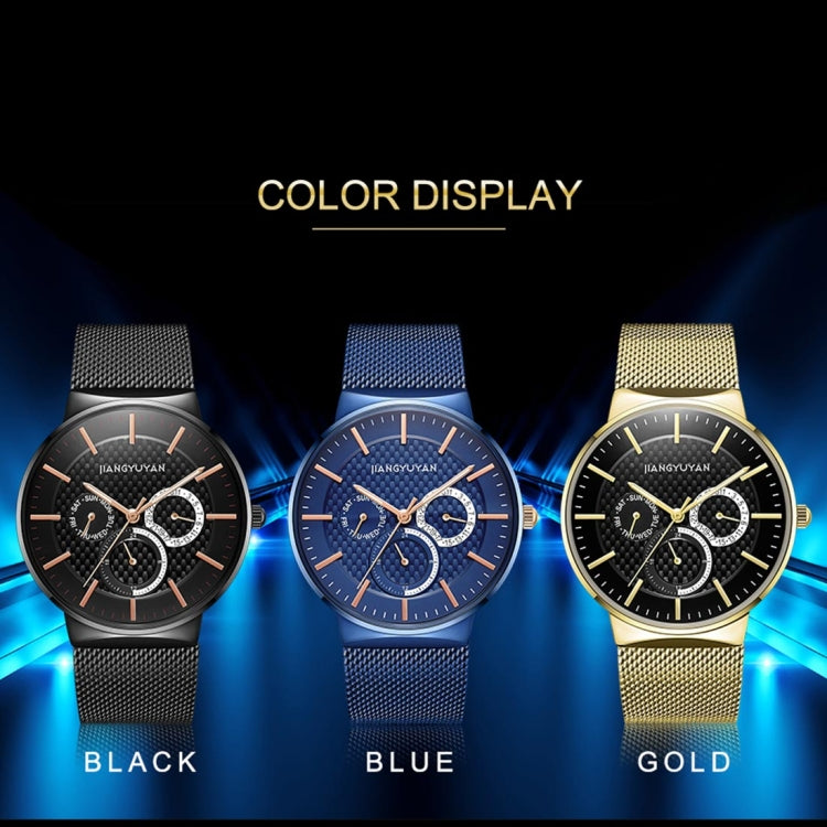 JIAYUYAN Fashion Original Quartz Wrist Watch with Multi-function Small Dail Stainless Steel Strap/Band and Alloy case  Watch For Man 1637