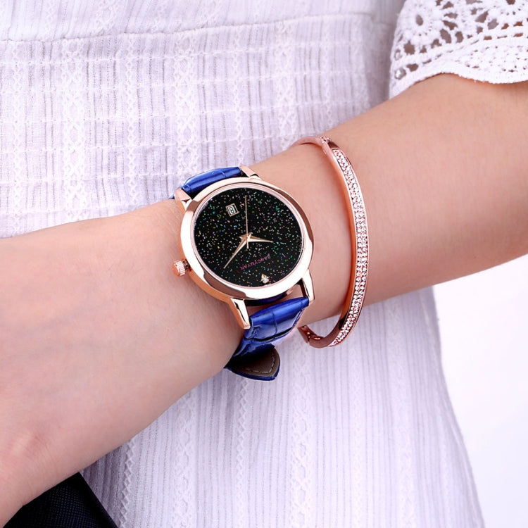 1661 JIAYUYAN  Quartz Wrist Watch Starry Sky Dial with Calendar & Leather Strap/Band & Alloy Case  Watch For Women