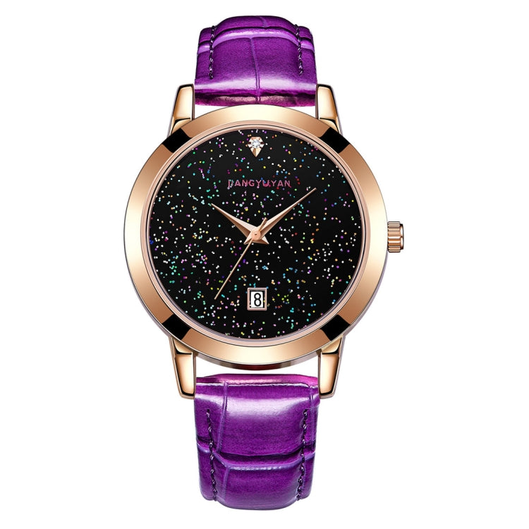 1661 JIAYUYAN  Quartz Wrist Watch Starry Sky Dial with Calendar & Leather Strap/Band & Alloy Case  Watch For Women