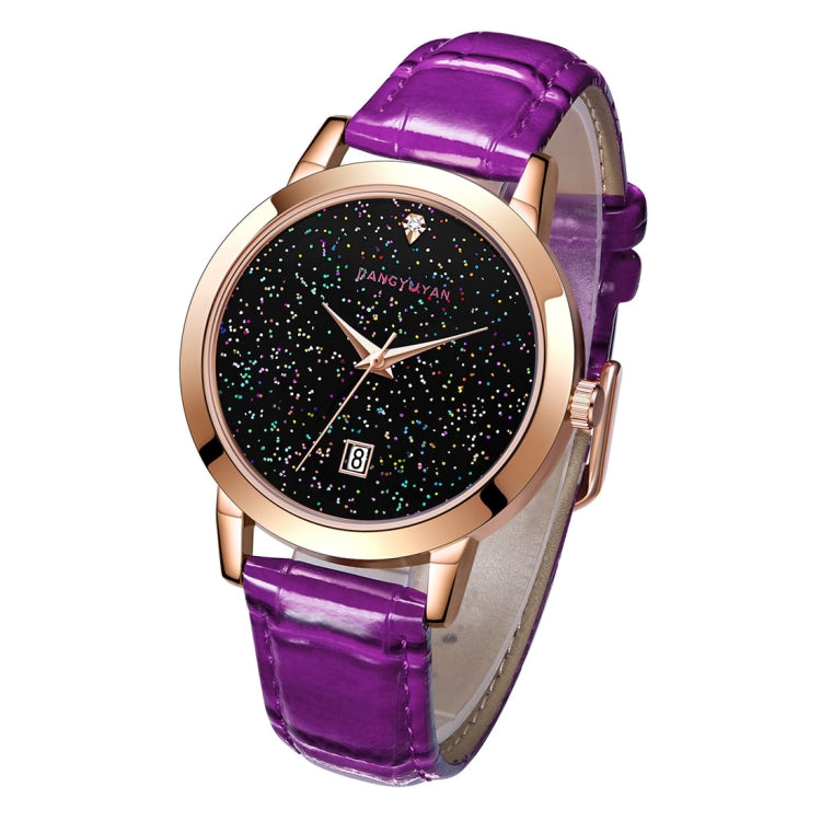1661 JIAYUYAN  Quartz Wrist Watch Starry Sky Dial with Calendar & Leather Strap/Band & Alloy Case  Watch For Women