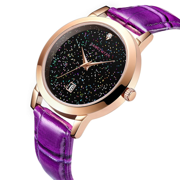 1661 JIAYUYAN  Quartz Wrist Watch Starry Sky Dial with Calendar & Leather Strap/Band & Alloy Case  Watch For Women