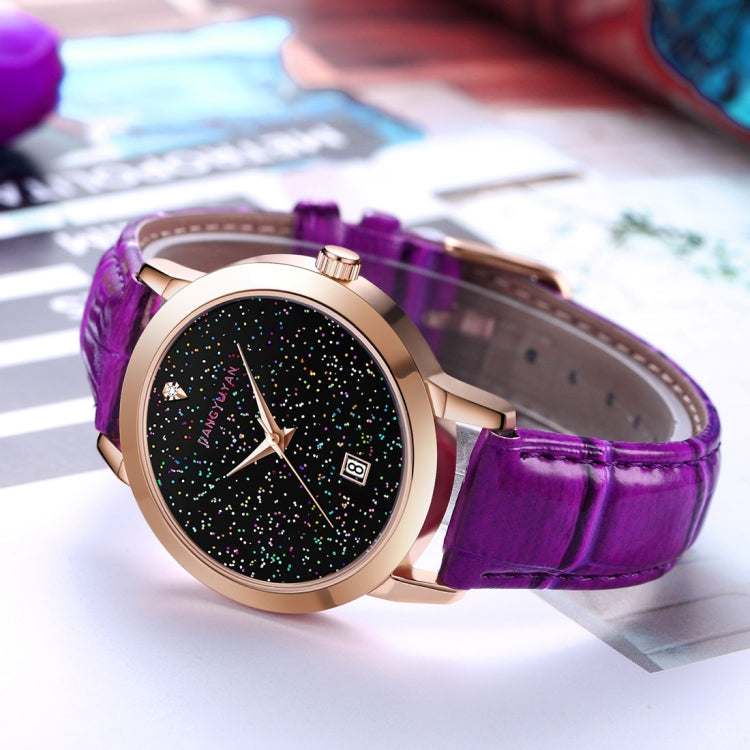 1661 JIAYUYAN  Quartz Wrist Watch Starry Sky Dial with Calendar & Leather Strap/Band & Alloy Case  Watch For Women