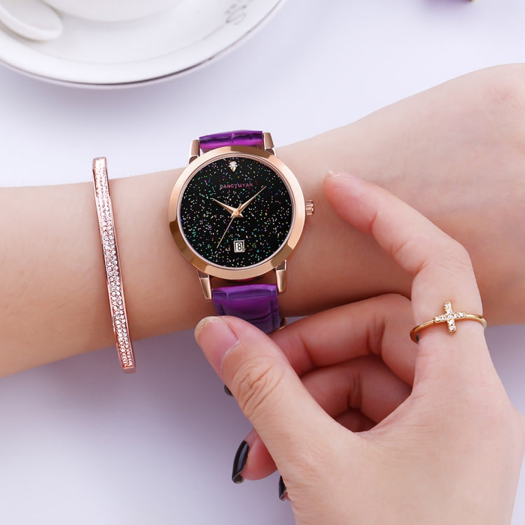 1661 JIAYUYAN  Quartz Wrist Watch Starry Sky Dial with Calendar & Leather Strap/Band & Alloy Case  Watch For Women