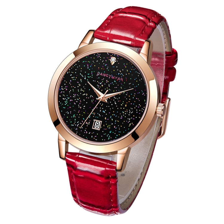 1661 JIAYUYAN  Quartz Wrist Watch Starry Sky Dial with Calendar & Leather Strap/Band & Alloy Case  Watch For Women