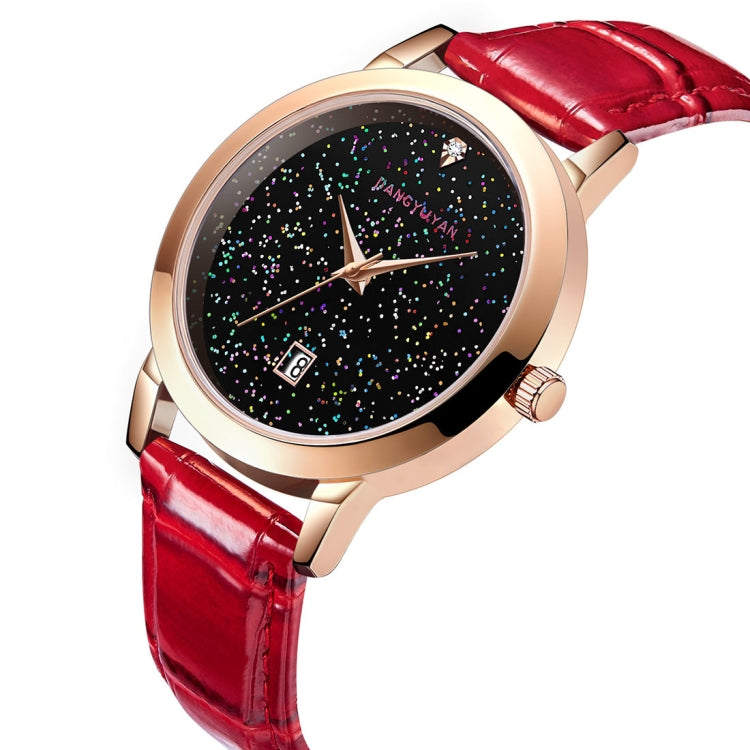 1661 JIAYUYAN  Quartz Wrist Watch Starry Sky Dial with Calendar & Leather Strap/Band & Alloy Case  Watch For Women