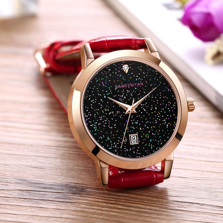 1661 JIAYUYAN  Quartz Wrist Watch Starry Sky Dial with Calendar & Leather Strap/Band & Alloy Case  Watch For Women