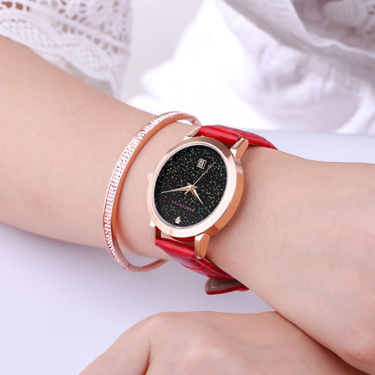 1661 JIAYUYAN  Quartz Wrist Watch Starry Sky Dial with Calendar & Leather Strap/Band & Alloy Case  Watch For Women