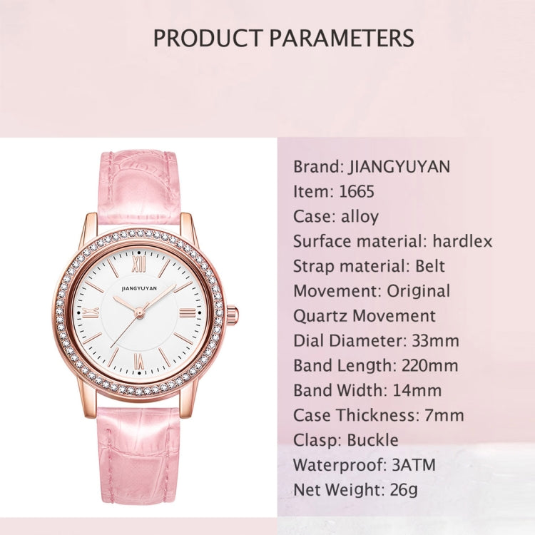 1665JIAYUYAN Fashion  Women Quartz Wrist Watch with PU Leather band and alloy watch case