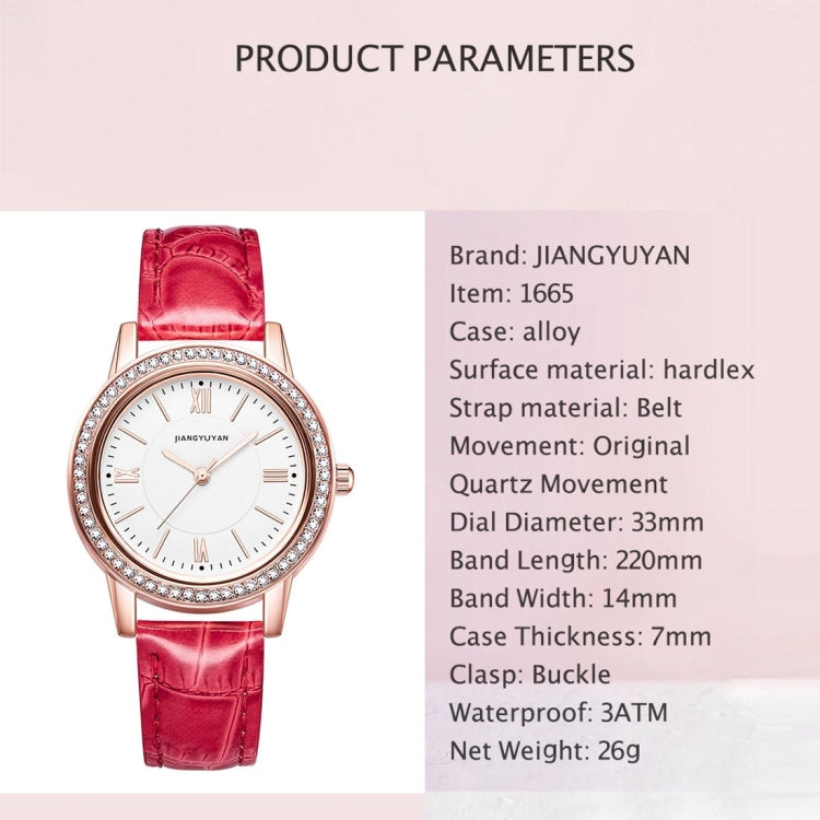 1665JIAYUYAN Fashion  Women Quartz Wrist Watch with PU Leather band and alloy watch case