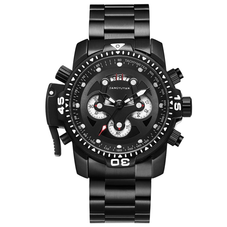1695 JIAYUYAN Fashionable Multifunctional Style Quartz Wrist Watch with Stainless Steel Strap/Band & GMT Time & Calendar  for Men