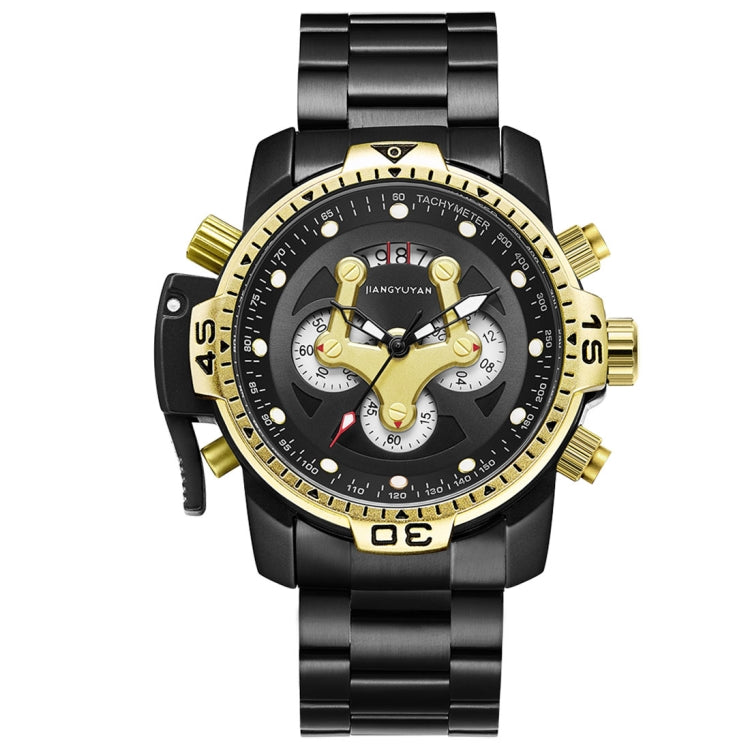 1695 JIAYUYAN Fashionable Multifunctional Style Quartz Wrist Watch with Stainless Steel Strap/Band & GMT Time & Calendar  for Men