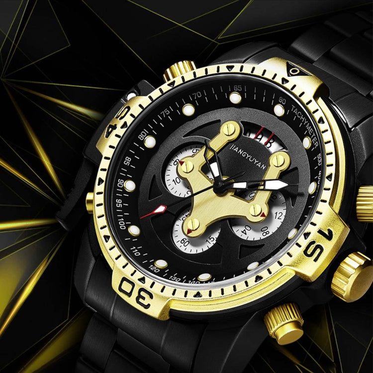 1695 JIAYUYAN Fashionable Multifunctional Style Quartz Wrist Watch with Stainless Steel Strap/Band & GMT Time & Calendar  for Men