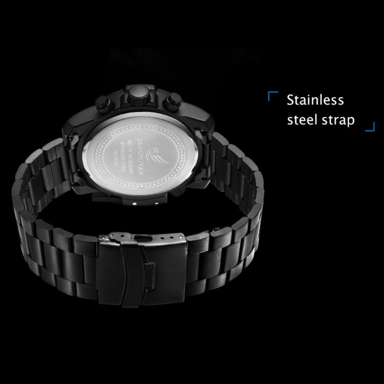 1695 JIAYUYAN Fashionable Multifunctional Style Quartz Wrist Watch with Stainless Steel Strap/Band & GMT Time & Calendar  for Men
