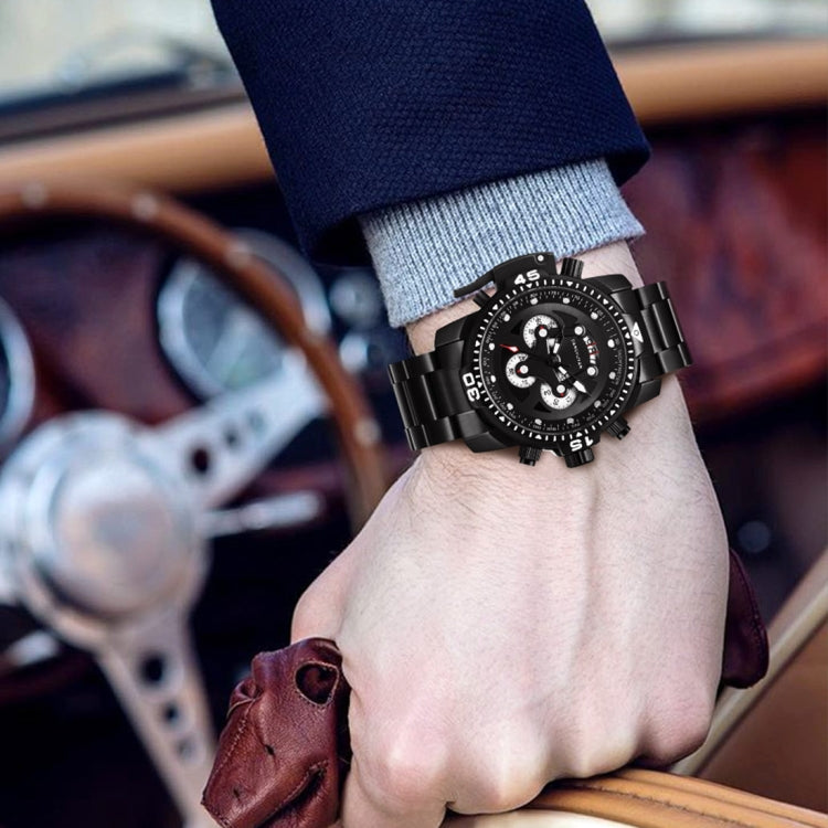 1695 JIAYUYAN Fashionable Multifunctional Style Quartz Wrist Watch with Stainless Steel Strap/Band & GMT Time & Calendar  for Men