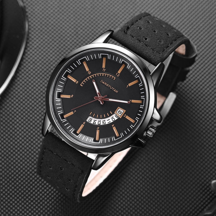 1422 JIAYUYAN Quartz Wrist Watch with Calendar & Leather Strap/Band & Alloy Case  Watch For Man