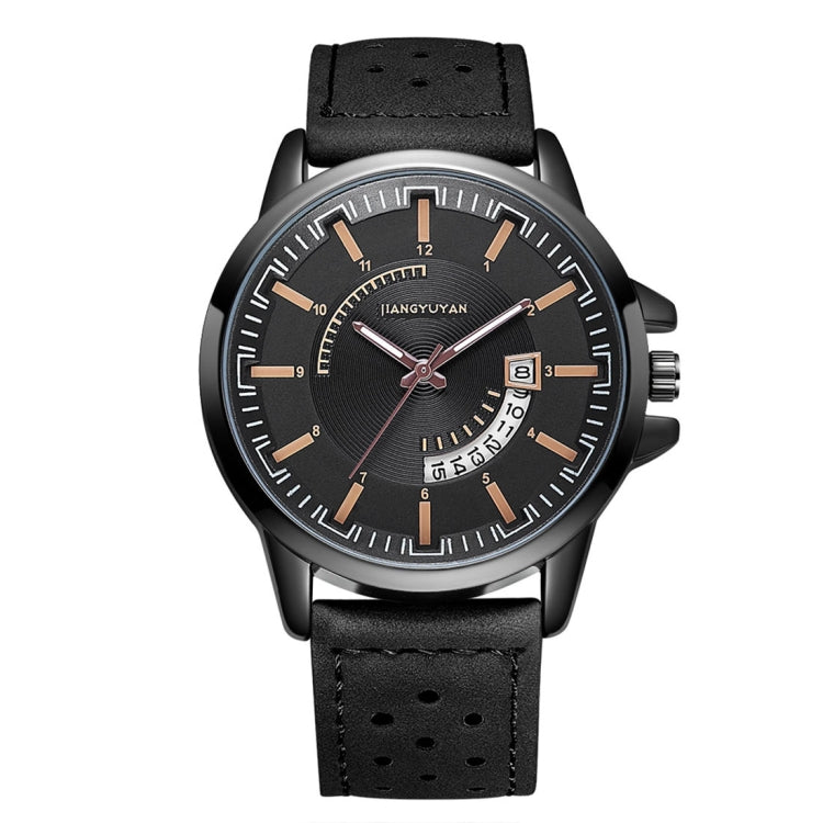 1422 JIAYUYAN Quartz Wrist Watch with Calendar & Leather Strap/Band & Alloy Case  Watch For Man
