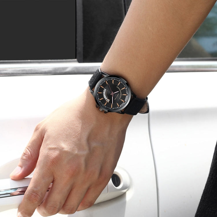 1422 JIAYUYAN Quartz Wrist Watch with Calendar & Leather Strap/Band & Alloy Case  Watch For Man