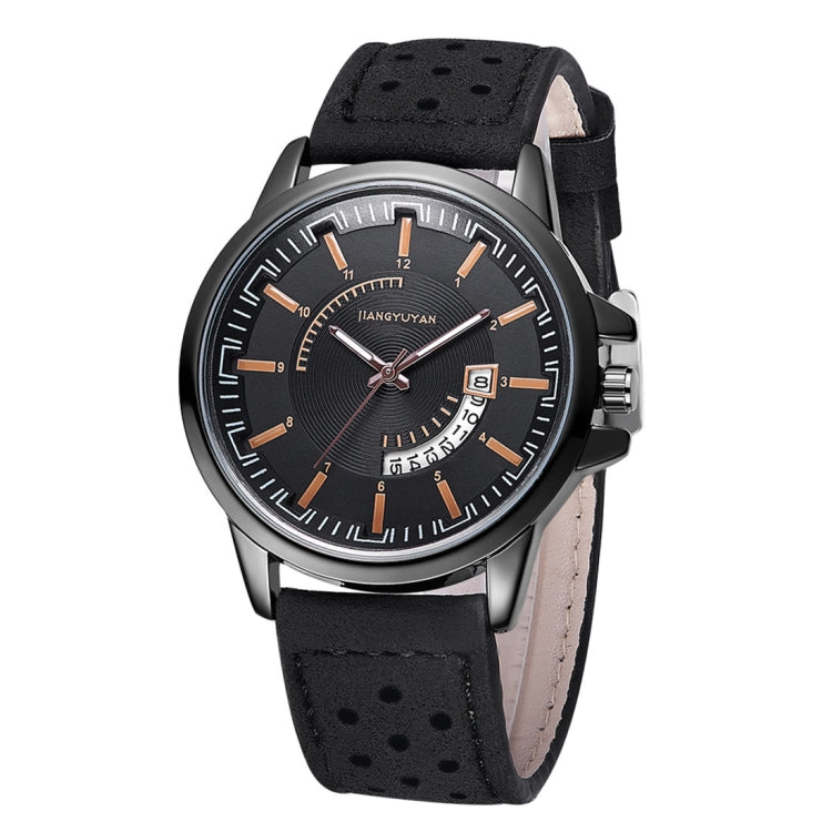 1422 JIAYUYAN Quartz Wrist Watch with Calendar & Leather Strap/Band & Alloy Case  Watch For Man