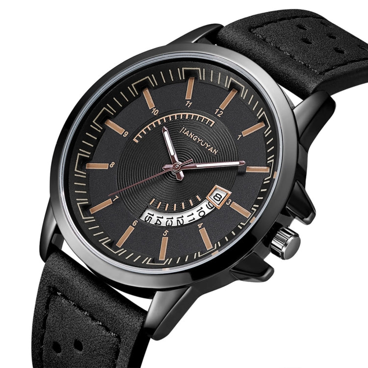 1422 JIAYUYAN Quartz Wrist Watch with Calendar & Leather Strap/Band & Alloy Case  Watch For Man