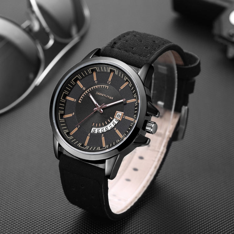 1422 JIAYUYAN Quartz Wrist Watch with Calendar & Leather Strap/Band & Alloy Case  Watch For Man